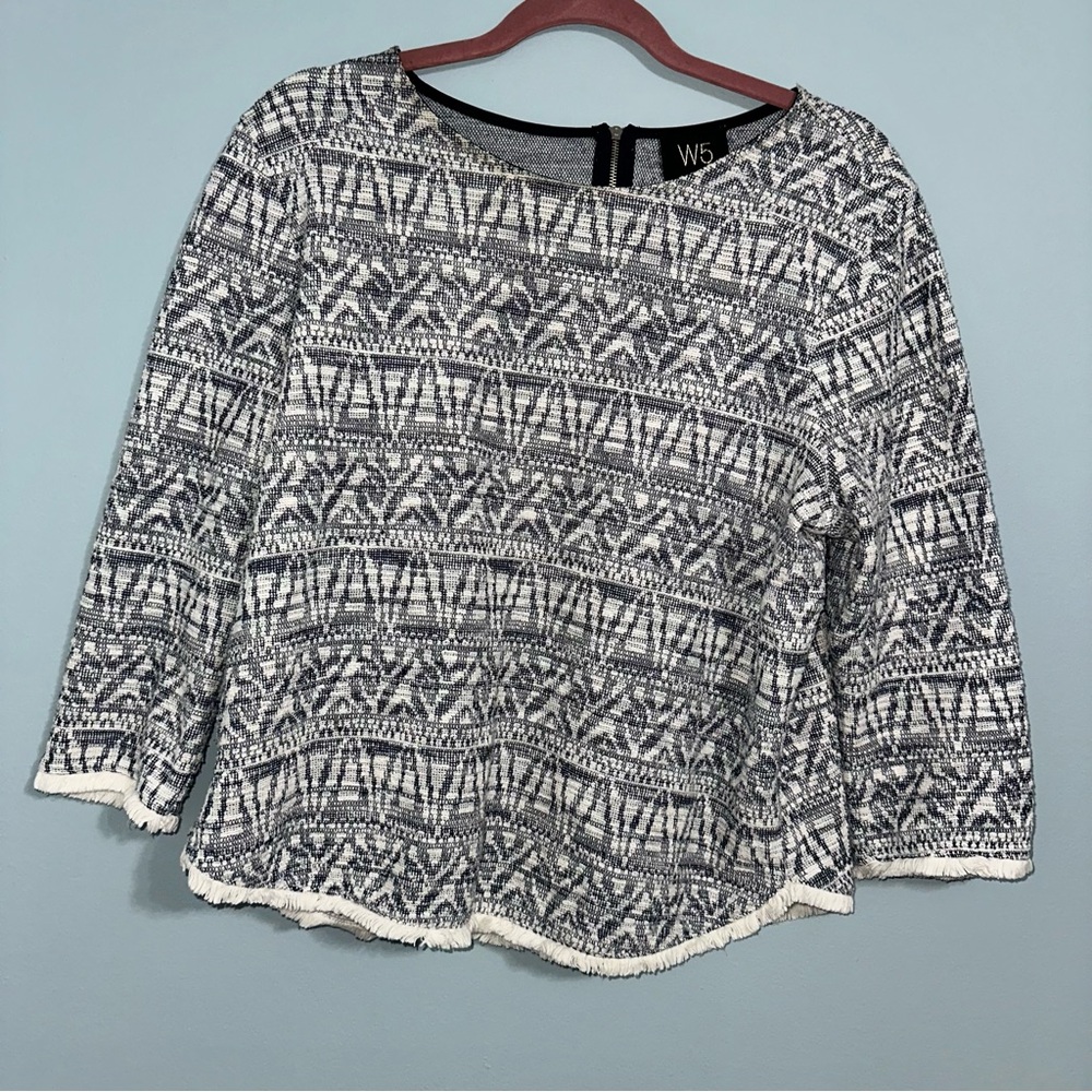 🦋 Women’s W5 3/4 sleeve career blouse back zipper Large L